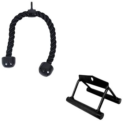 Fitvids Accesorio de cable de presión para tríceps, accesorio de extracción LAT, accesorios de máquina de pesas, mango en V, cuerda de tríceps