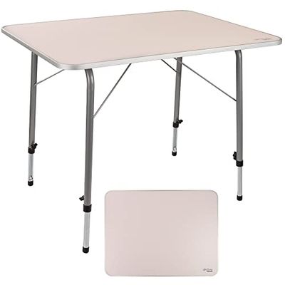 AKTIVE Camping-klaptafel, in hoogte verstelbaar, campingtafel, 80 x 60 x 50-69 cm, aluminium frame, Ø22 mm, mauve, lichte tafel, bijzettafel (52868)