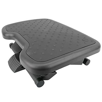PrimeMatik - Repose-Pieds avec Plateau réglable en Plastique Noir 460 x 340 mm Gomme 3 Niveaux