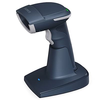 Inateck Lector De Códigos De Barras Inalámbrico, Bluetooth 5.0, Base Inteligente 2.4Ghz, Escaneo En Pantalla, BCST-54 (Azul)