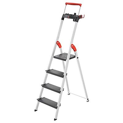 Escabeau de sécurité Pliable en Aluminium 4 marches Larges Hailo L100