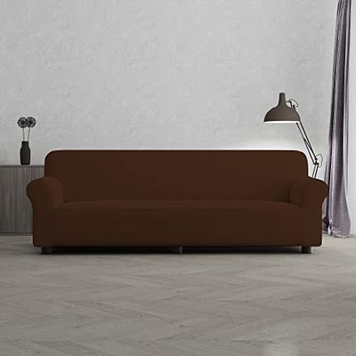 Italian Bed Linen Elastic Sofa Cover “Piu Bello”, 97% Polyester + 3% Elastometer, Brown, 4 Places