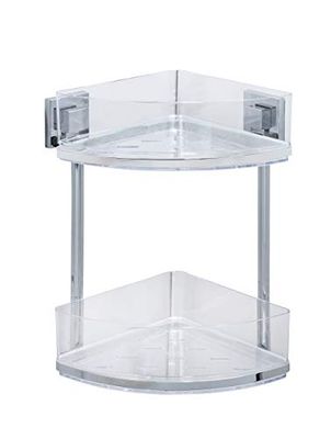 Wenko "Quadro" hörnställ med 2 nivåer/vakuum-loc, silver/genomskinlig