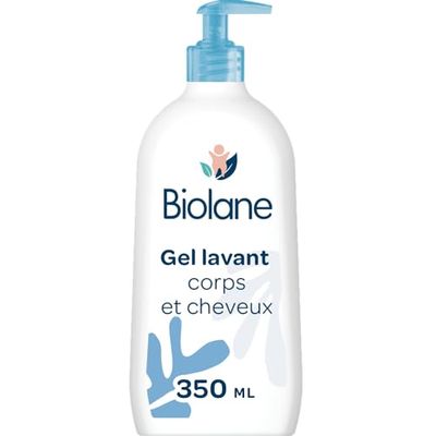 BIOLANE - Gel douche bebe corps et cheveux 2 en 1 - Gel lavant - 350ml - 97% Origine Naturelle - Doux - Peaux Sensible - Gel cheveux enfant - Fabriqué en France