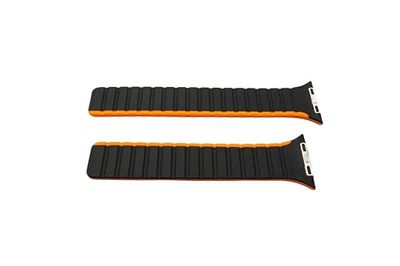 System-S Bracelet 42 44 45 49 mm en silicone flexible magnétique pour Apple Watch Smartwatch Noir Orange, noir/orange, Eine Grösse