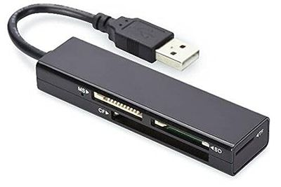 ednet 85241, USB 2.0 kortläsare, 4 portar (MS, SD/SDHC, T-flash, CF), svart