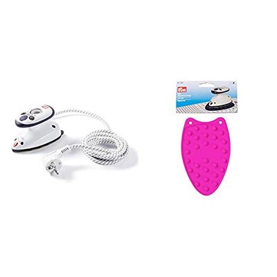 Prym Mini Plancha A Vapor + Reposacabezas De Hierro, Rosa, 7 X 5 X 3 Cm