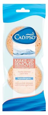 Calypso Makeup-Remover, biologiskt nedbrytbara ansiktstvättsvampar med bomull och linne, 1 x 2 stycken