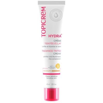 Topicrem - HYDRA+ Eclat Médium tonad kräm - fuktgivande kräm med känslig och dehydrerad hud, vuxna och ungdomar - återfuktar 24 timmar, skyddar huden, förenar och lyser upp hy - 40 ml
