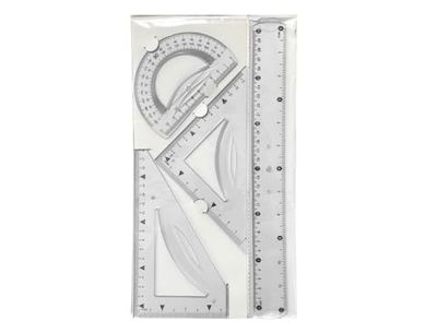Set da scuola 10 cm cartoncino 14 cm regola 30 cm e semicchio in plastica flessibile in petaca Lidercarta