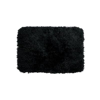 Spirella - Tapis de Salle de Bain Microfibre Highland, Dos Antidérapant, Séchage Rapide, Poils Longs 40mm, Lavable en Machine + Sèche-Linge - 70 x 120 cm - Noir
