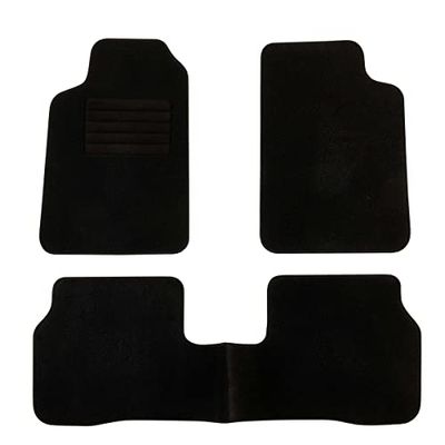 DBS 1763187 Tapetes de carro - personalizados - tapetes de carro - 3 unidades. - Antiderrapante - Moqueta em preto 900 g/m² - Aparência de veludo - modelo Star