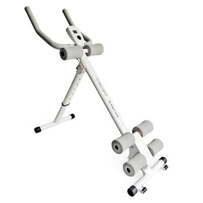 TechFit Panca per Addominali - Panca Palestra Pieghevole Attrezzatura di Fitness Verticale, Supporto per l'Addome Fermo, Dispositivo per Vita, Piattaforma di Resistenza (Bianco)