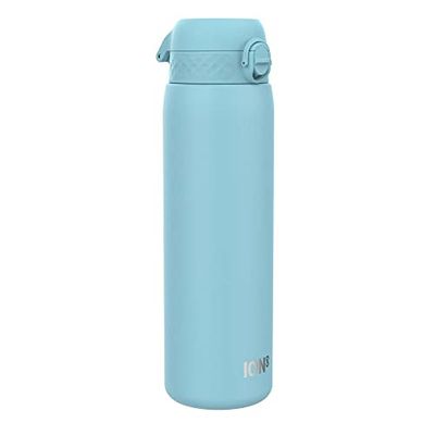ION8 Botella Agua Inox Ligero de 1 Litro, Sin Aislamiento, a Prueba de Fugas, Fácil de Abrir, Cerradura Segura, Aptas para Lavavajillas, Resistente a Rayones, Azul