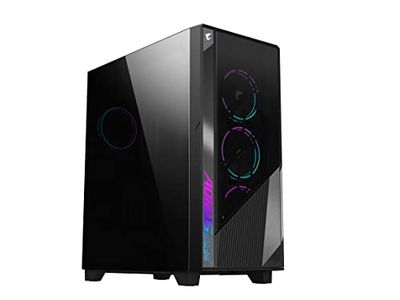 AORUS C500 Glass - Carcasa Negra para Juegos de PC de Torre Media, Vidrio Templado, USB Tipo C, 4 Ventiladores ARBG incluidos (GB-AC500G ST)