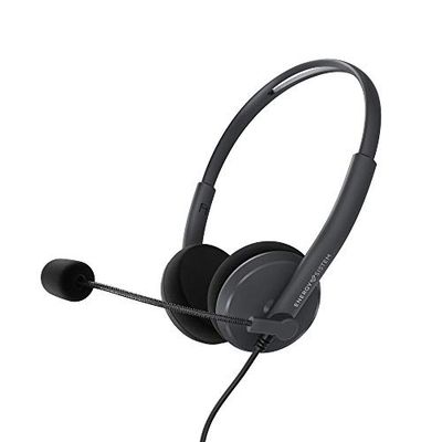 Energy Sistem Headset Office 2 (on-ear hoofdtelefoon, compatibel met PC/Mac/Smartphone, aansluiting 3,5 mm, microfoon met intrekbare arm), zwart