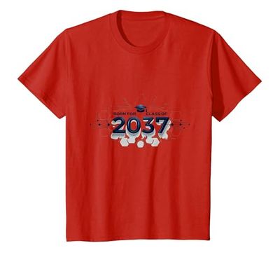 Born for Class of 2037 Futuristic Graduate Gift T-Shirt, Kids, Red, 3 Years