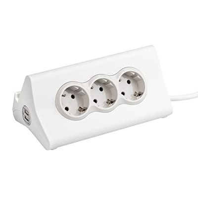 Base múltipla Momo 3 tomadas 2P+TT 16A e 2 portas USB Legrand 694810 cinzento/branco