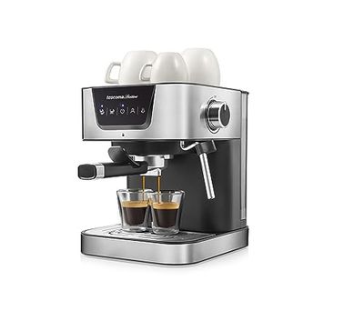 Tescoma 909010 Macchina da caffè espresso manuale 19 bar, con lancia vapore, braccio a doppia uscita, piano scaldatazze, linea President