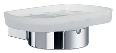 Smedbo "Air" houder met mat glas zeepschaal, gepolijst chroom
