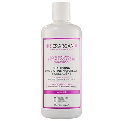 Kerargan - Shampoo with Biotin and Collagen to restore strength and shine to your hair while making it thicker - For damaged hair - Sulfate, paraben and silicone free - 500 ml