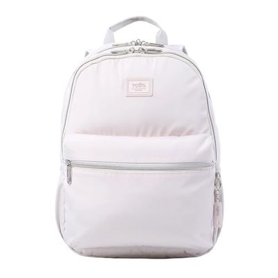TOTTO - Mochila para Ordenador Portátil de 13 Pulgadas, Modelo Aynatto, Bolsillo Secreto, 2 Compartimentos, 2 Bolsillos Botella, Espaldar Ergonómico con Flujo de Aire, Correas en S, Color White Sand