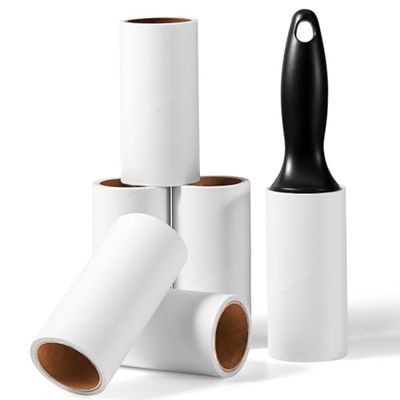 Vinabo Rouleau Adhesif Vetement,Rouleau Poils Animaux,6 Rouleaux +1 Poignée,360 Feuilles Rouleau de Peluche très Collant,Brosse Anti Poils Animaux pour Les Poils D'animaux,Les Cheveux et Les Vêtements