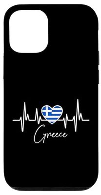 Coque pour iPhone 13 Pro Drapeau Grèce Cœur Grec Heartbeat ECG Pulse Racines grecques