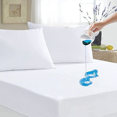 Family Bedding Protector de colchón Impermeable Super King – Funda de colchón Ajustable de Rizo de algodón – Funda de colchón hipoalergénica y Transpirable, Lavable Super King (183 x 200 cm)