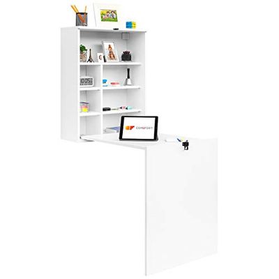 COMIFORT Hangtafel, inklapbare wandtafel met vaste structuur, modern en minimalistisch, met ruime en grote planken, wit