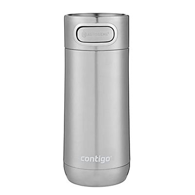 Contigo Luxe Autoseal Travel Mug, Stainless Steel Thermal Mug, Vacuum Flask, Leakproof Tumbler, dishwasher safe, Coffee Mug with BPA Free Easy-Clean Lid, Stainless Steel, 360 ml