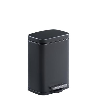 PAPELERA ACERO INOXIDABLE 5L. C/PEDAL NEGRA