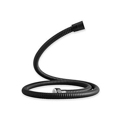 EMKE Manguera de ducha negra de 1,5 m de largo, manguera de ducha prémium de acero inoxidable, manguera de ducha flexible con doble protección contra torsión, con junta tórica antideslizante,