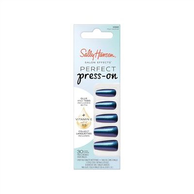 Sally Hansen Faux Ongles Salon Effects Perfect Press-On, 321 HYP-NAUTICAL, N'abîment pas vos Ongles Naturels, Manucure Rapide & Facile, Résultat Professionnel, Capsules Réutilisables.