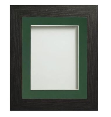 Frame Company Watson Black Picture Photo Frame fitted with Perspex, 8x6 inch with Bottle Green Mount for image size 5x3 inch
