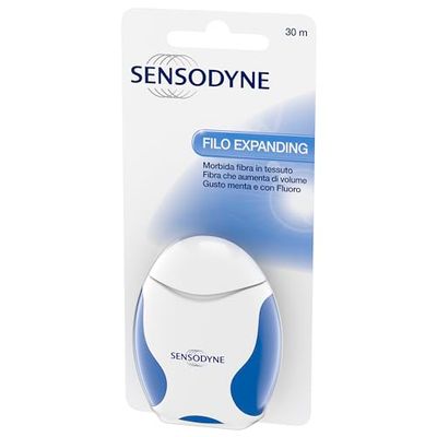 Sensodyne Filo Expanding con morbide fibre di tessuto, Aiuta a Pulire le Zone della Bocca che lo Spazzolino non Raggiunge, 30m