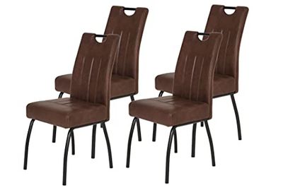 Hela Tische, Beate Sedia per Sala da Pranzo, Microfibra, Marrone, Set da 4