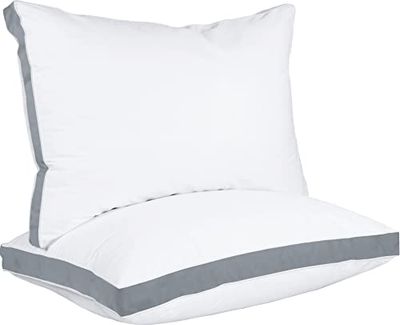 Utopia Bedding Bedkussens voor slapen Standaard maat (grijs), set van 2, koelhotel kwaliteit, Gusseted kussen voor rug, buik of zijslapers