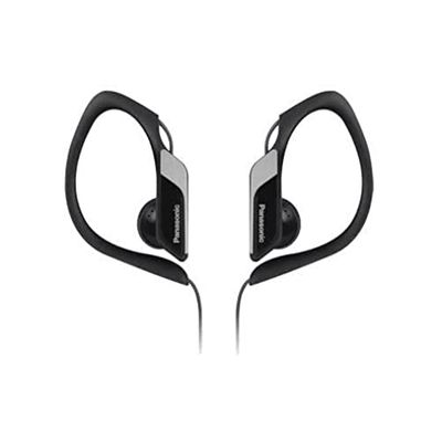 Panasonic RP-HS34E-K Auriculares Tipo Clip para Uso Deportivo, Resistentes al Agua, Ideales para Deportistas, Bajos Claros y Sólidos, Negro