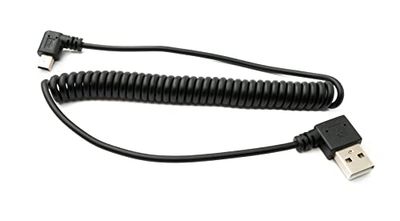 System-S USB 2,0 kabel 100 cm typ A kontakt till mini B kontakt spiralvinkel i svart