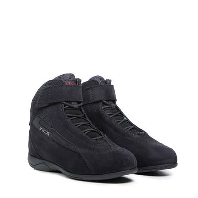 TCX Lady Sport Moto pour Femmes, Chaussures Certifiées, Confortables et Polyvalentes, Tige en Daim, Lacets et Fermeture Velcro, Noir, 35 EU