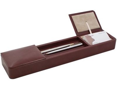 Bureau-organizer van hout en gevoerd met kunstleer, 38,5 x 8,5 x 4,6 cm