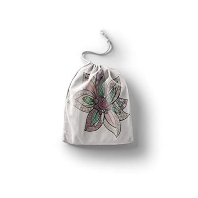 Bonamaison Imprimé Sacs de Coton avec Cordon, Sac D'Épicerie, Sac À Provisions, Réutilisables, Écologique, Pliable, Taille: 12x15 Cm