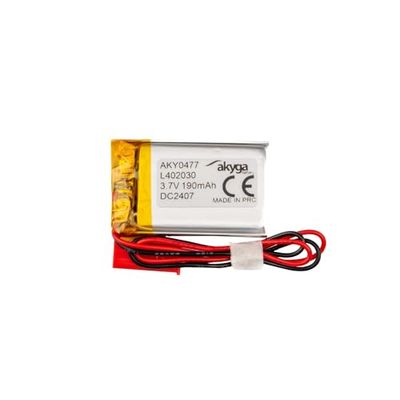 LP402030 - Batería de polímero de Litio (3,7 V, 190 mAh, polímero de Litio, AKYGA AKY0477, PCM JST, Conector de 2,54, 15 cm)
