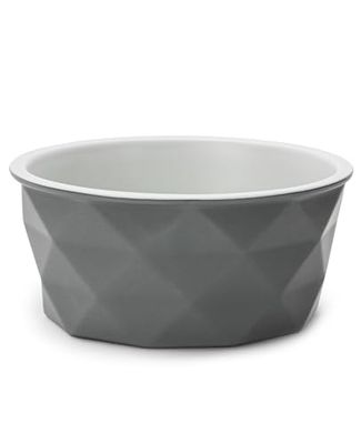 lionto Ciotola in ceramica per animali con base in silicone, 350 ml, Ciotola per cani in materiale robusto e inodore, facile da pulire, design ergonomico, Ciotola per cani e gatti, grigio