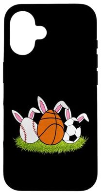 Pascua niños béisbol baloncesto fútbol deportes conejitos conejo Carcasa para iPhone 16