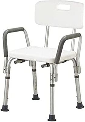 QUIRUMED Sedia da bagno con schienale e braccioli, sedia da doccia, ortopedica, altezza regolabile, puntali antiscivolo, per anziani, per disabili
