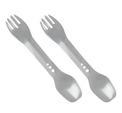Lifeventure Ellipse - Spork in plastica per campeggio, viaggi e esterni, confezione da 2, colore: Grigio chiaro