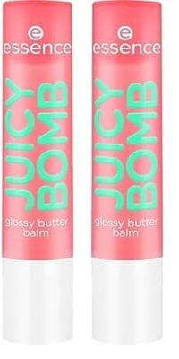 Essence Bálsamo Labial Brillante Juicy Bomb, Natural, Brillante, Rociado (2.5G) (Paquete de 2)