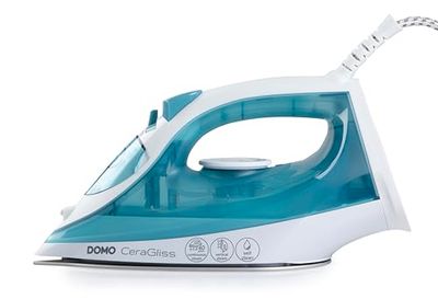DOMO DO7060S CeraGliss Stoomstrijkijzer, zelfreinigende functie, 320 ml waterreservoir, 40 g/min stoom, instelbare stoomhoeveelheid, blauw